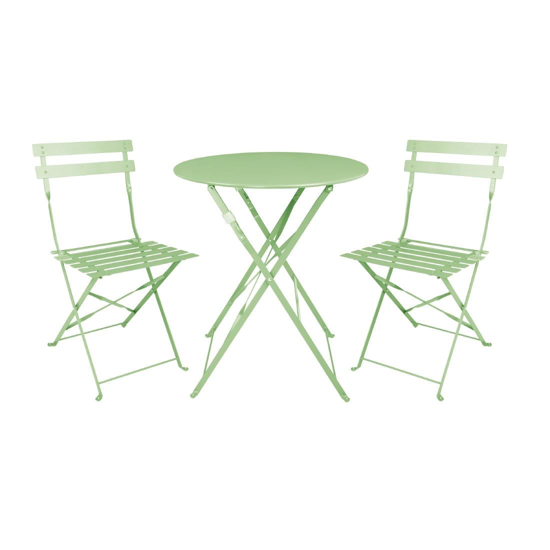 Chaises de terrasse pliantes en acier Bolero vert clair (lot de 2) — FT270