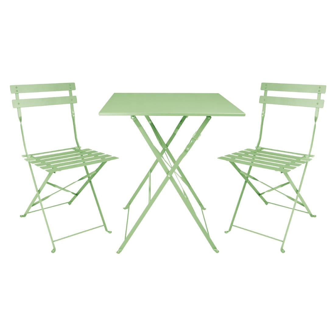 Chaises de terrasse pliantes en acier Bolero vert clair (lot de 2) — FT270