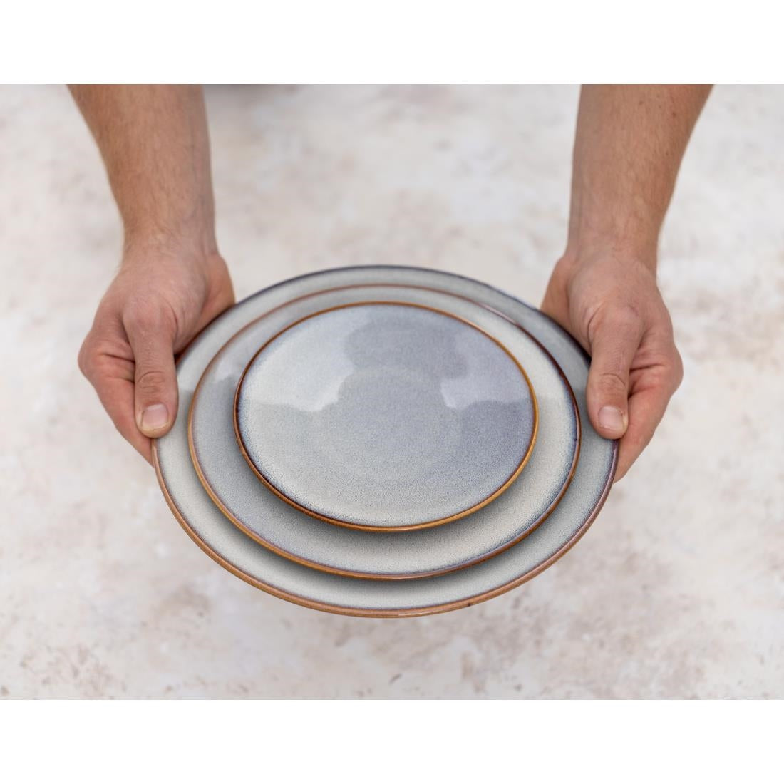 Assiettes Plates Olympia Drift Gris Uni 280mm (lot de 4) — FU187