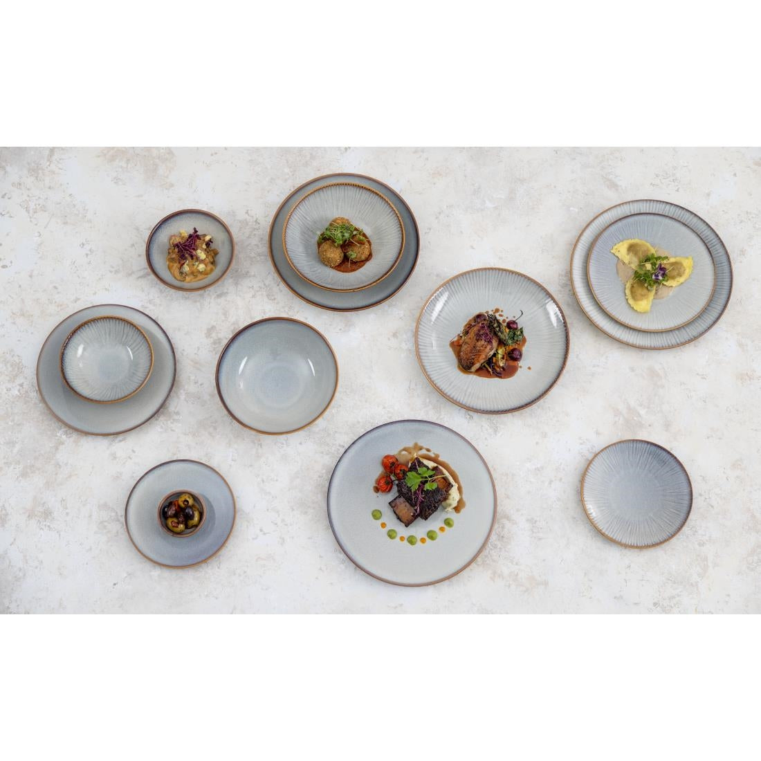 Assiettes Plates Olympia Drift Gris Uni 280mm (lot de 4) — FU187