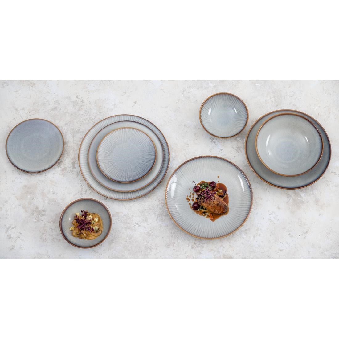 Assiettes Plates Olympia Drift Gris Uni 180mm (lot de 6) — FU189