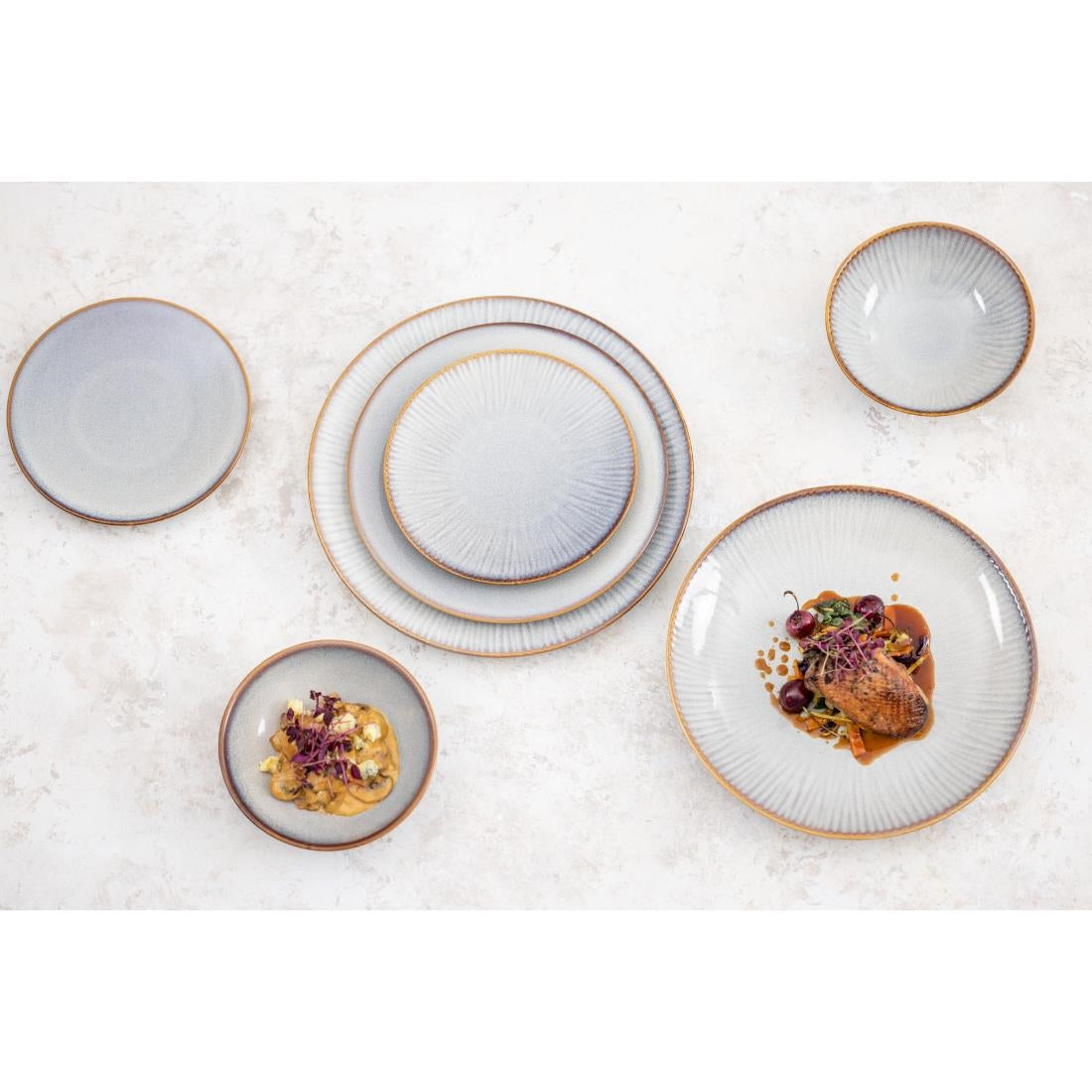 Assiettes Plates Olympia Drift En Relief Gris 180mm (lot de 6) — FU196