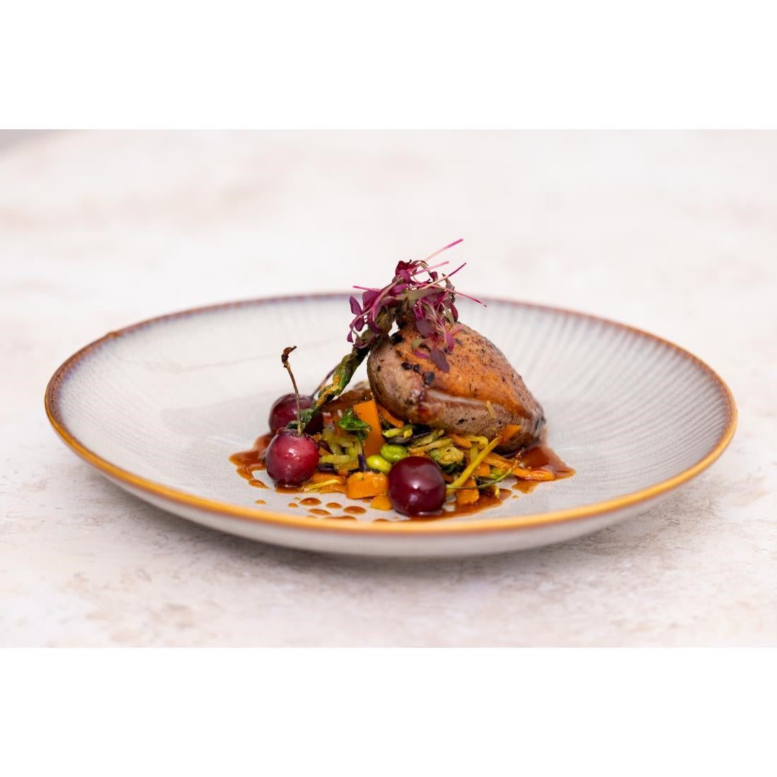 Assiettes Plates Olympia Drift En Relief Gris 180mm (lot de 6) — FU196