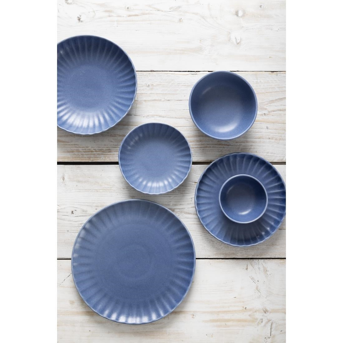 Assiettes plates Olympia Corallite bleues 280 mm (lot de 6) — FU200