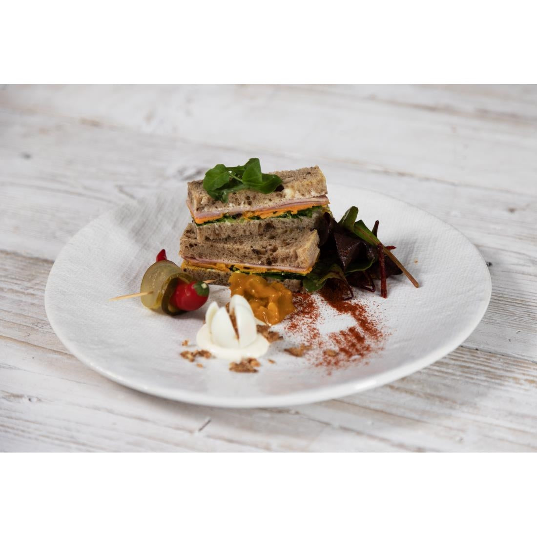 Assiettes plates Olympia Denim White 285mm (lot de 4) — FU227