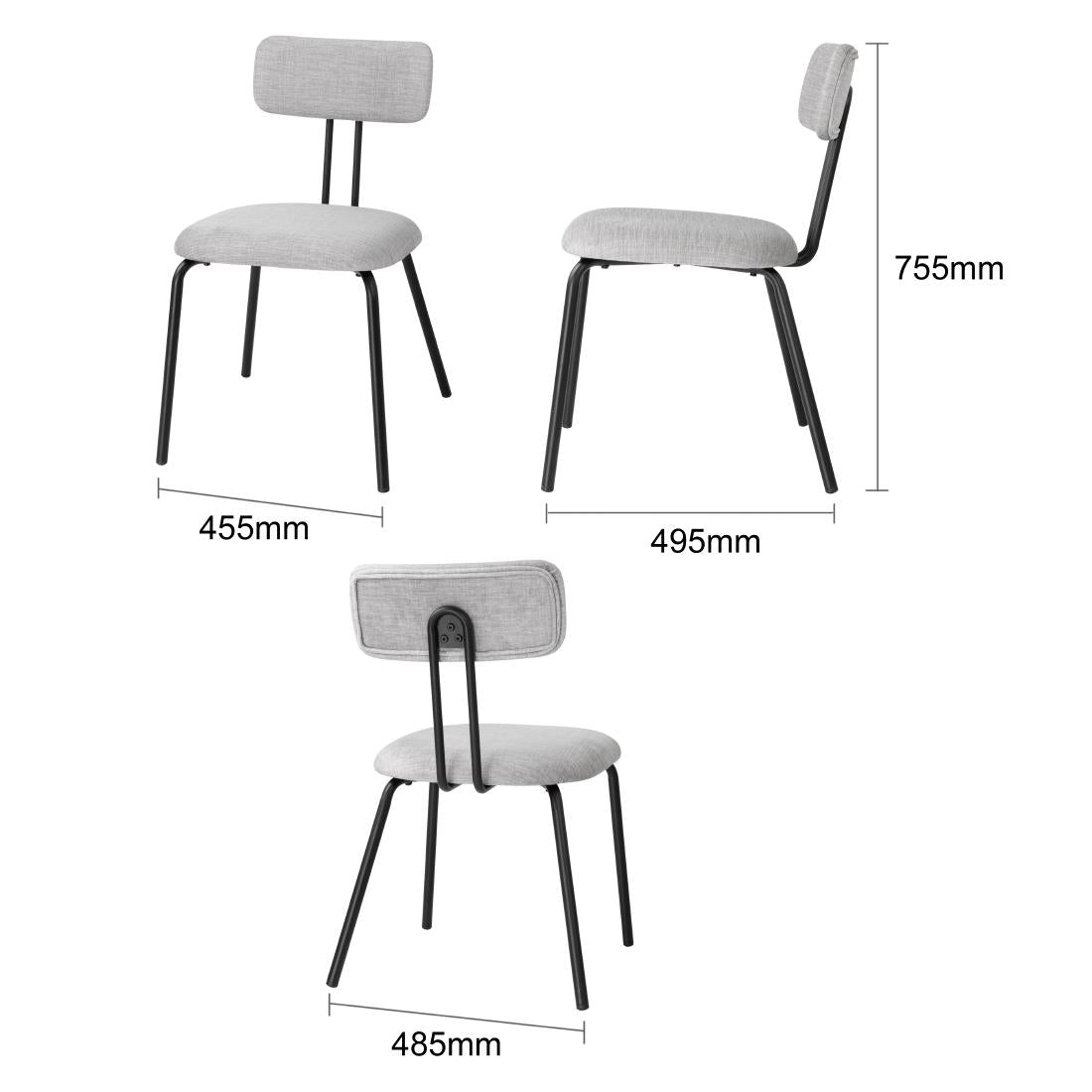 Chaises Bolero Fairfield noires et grises (lot de 2) — FU500