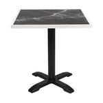 Plateau de table extérieur carré en verre trempé Bolero effet granit foncé bord blanc 700 mm — FU516