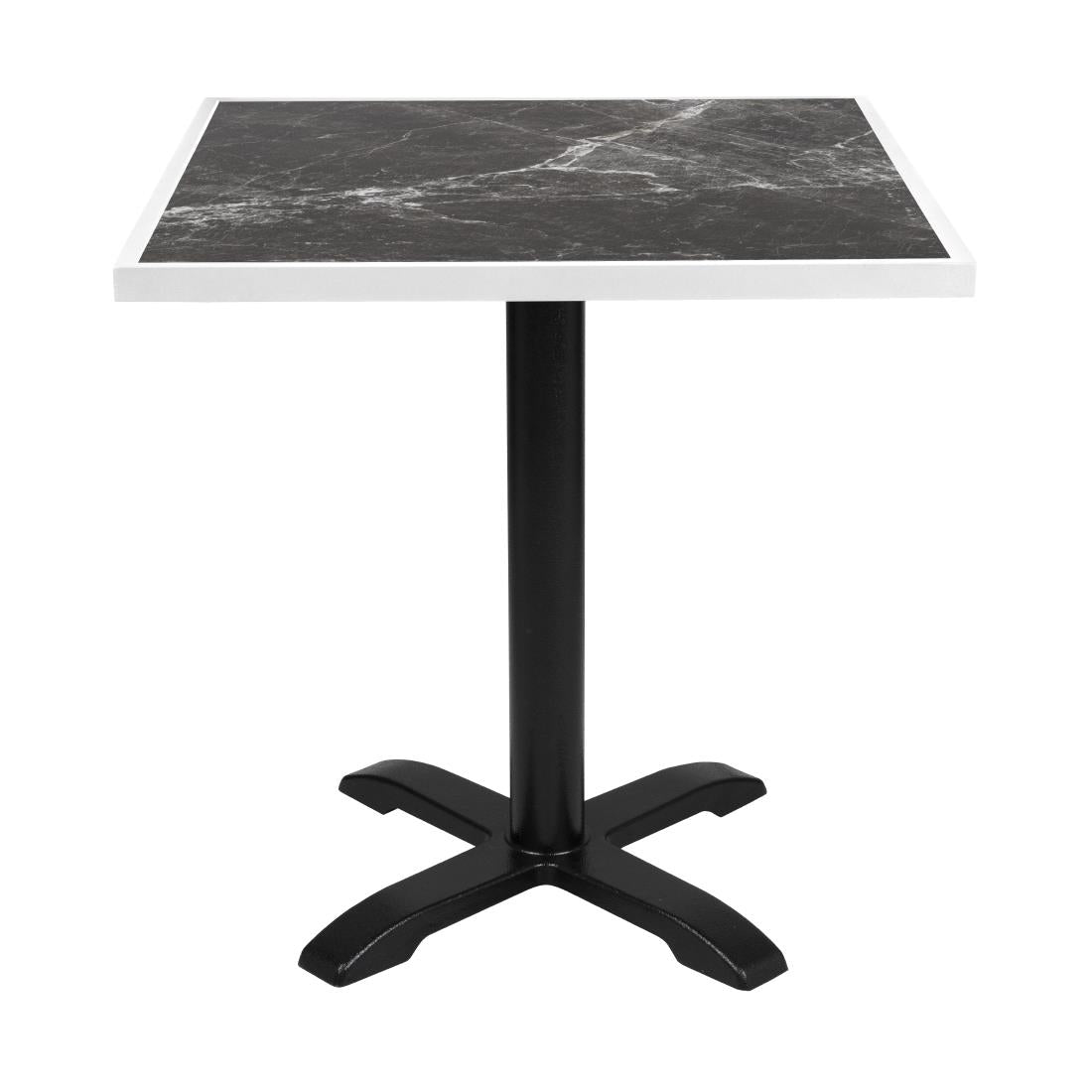 Plateau de table extérieur carré en verre trempé Bolero effet granit foncé bord blanc 700 mm — FU516