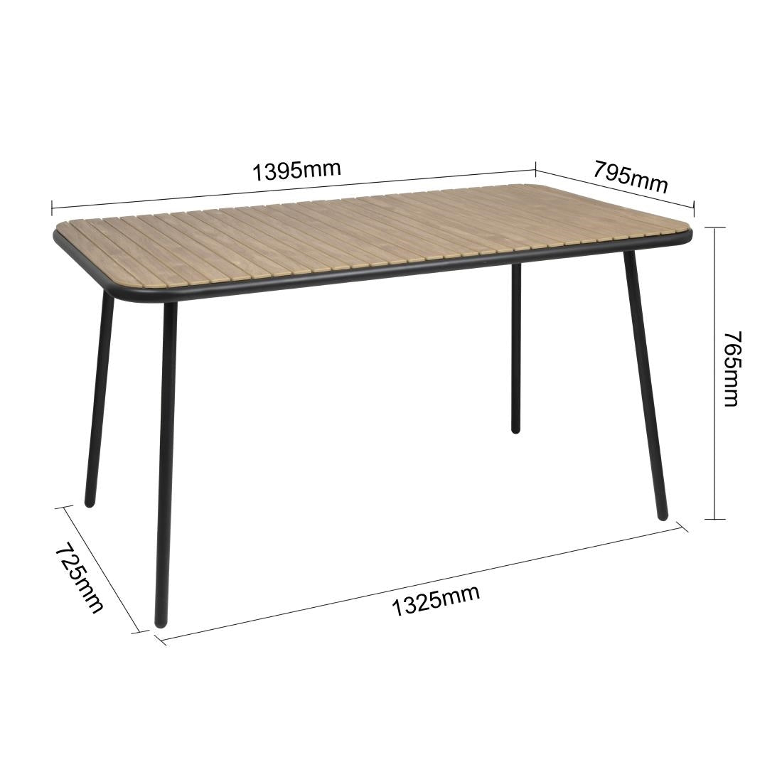 Table rectangulaire effet bois Bolero Santorini 1400mm — FU536