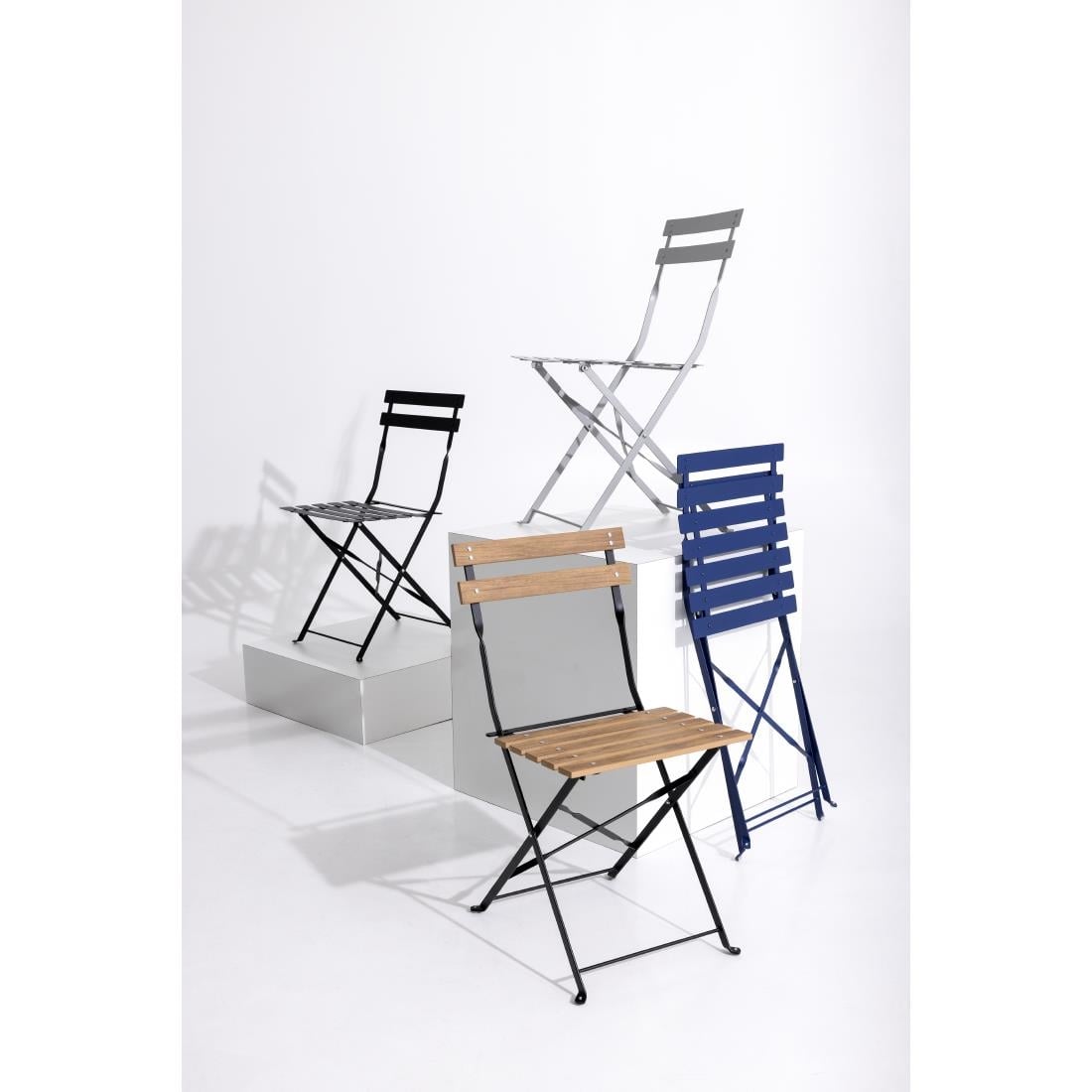 Chaises de terrasse pliantes Bolero Perth bleu marine foncé (lot de 2) — FU541