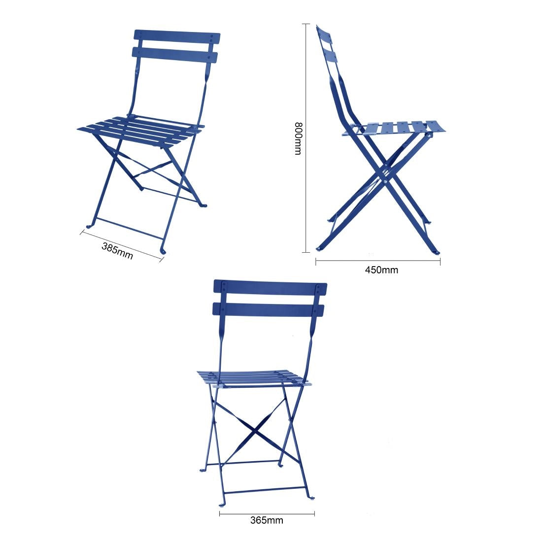Chaises de terrasse pliantes Bolero Perth bleu marine foncé (lot de 2) — FU541
