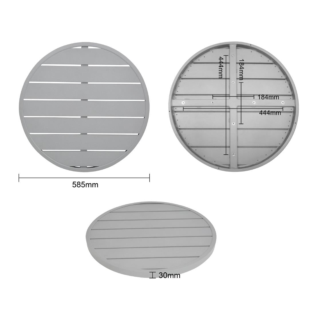 Plateau de table rond en aluminium Bolero gris clair 580 mm — FX038