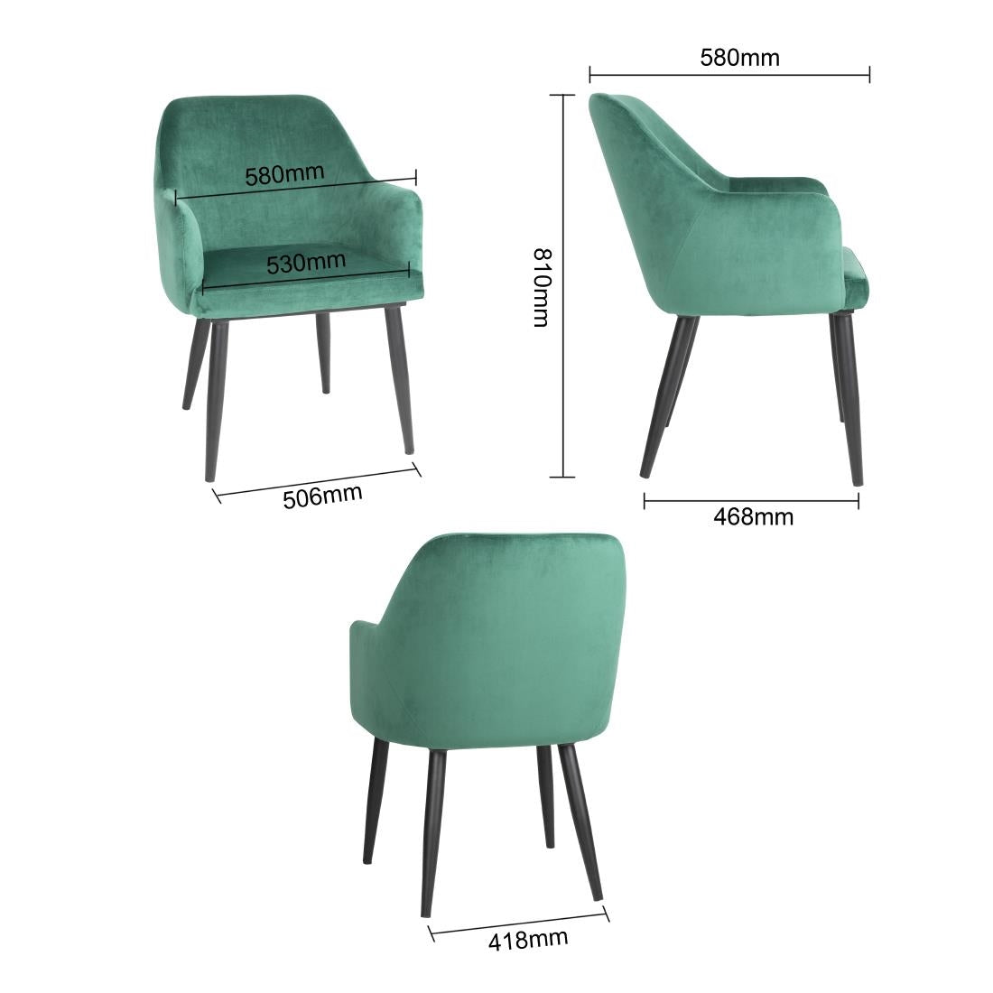 Chaises en velours Bolero Lia vertes (lot de 2) — FX070