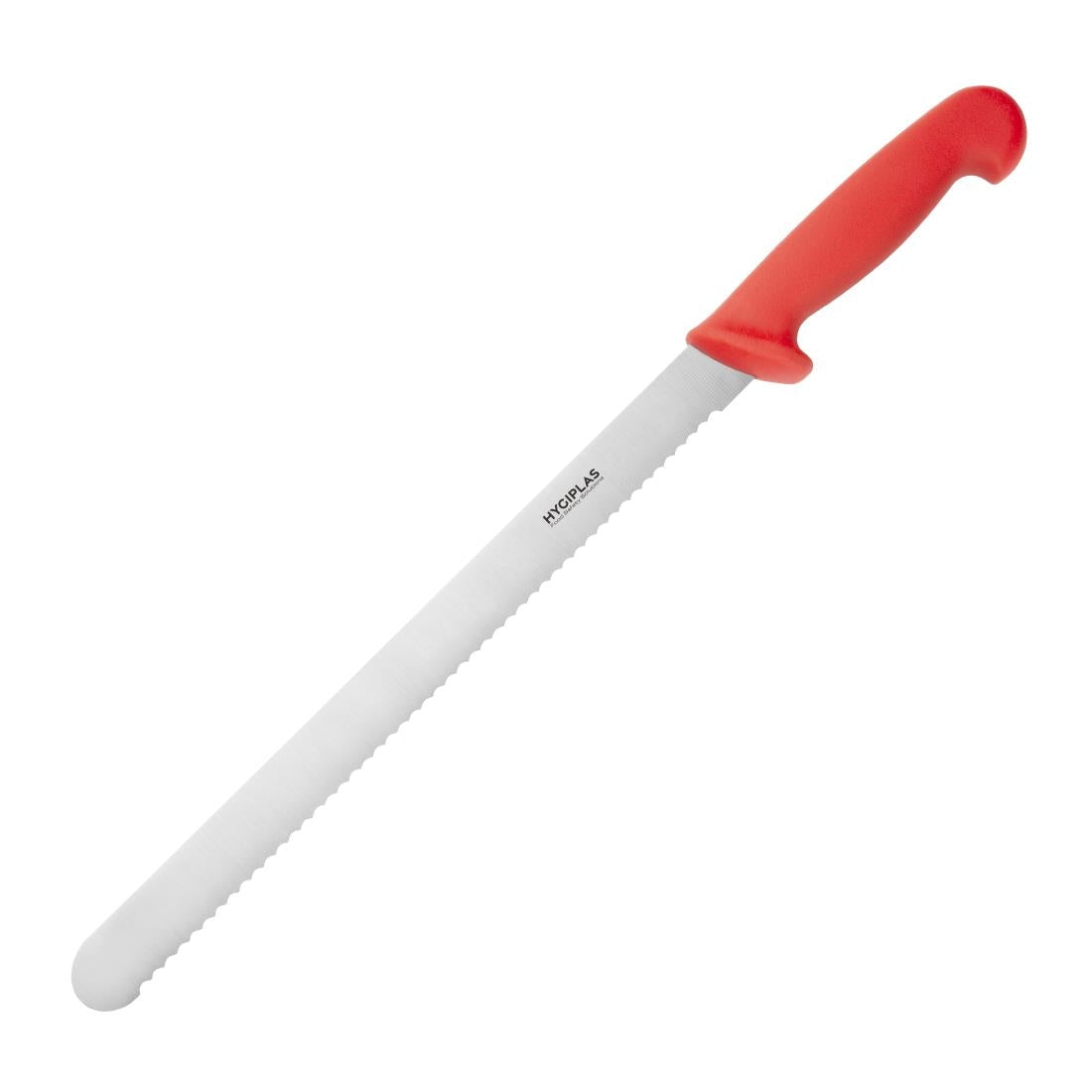 Couteau à génoise dentelé Hygiplas rouge 30,5cm — FX117