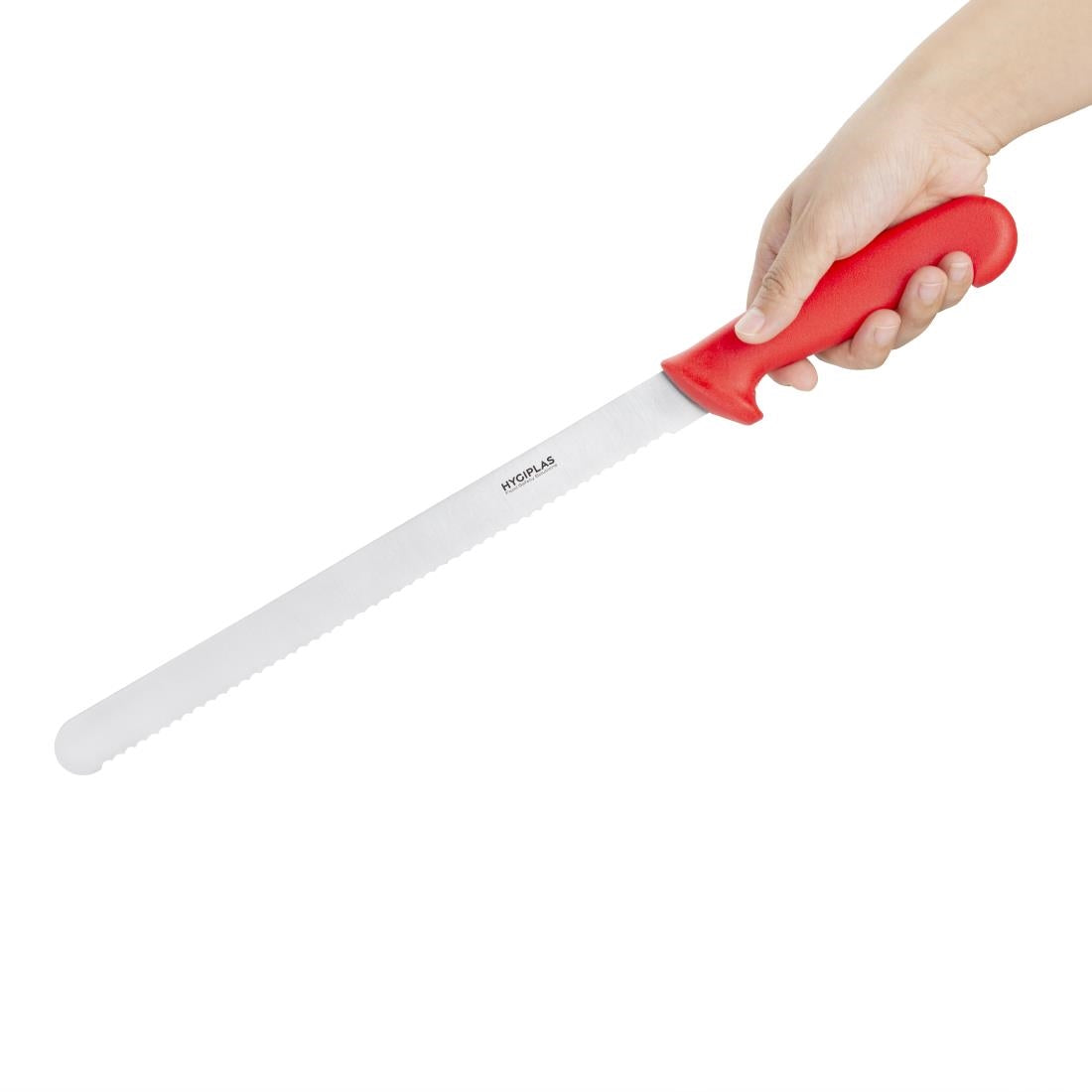 Couteau à génoise dentelé Hygiplas rouge 30,5cm — FX117