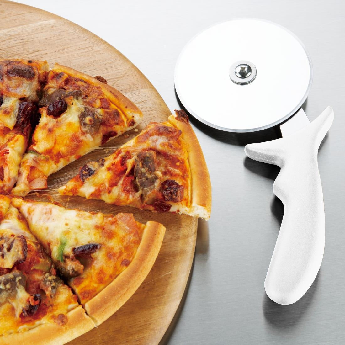 Roulette à pizza Hygiplas blanche 102 mm — FX133