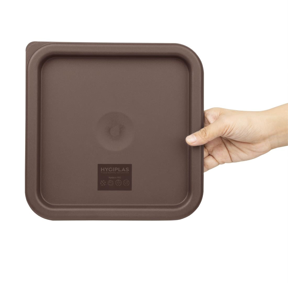 Couvercle moyen carré pour boîte alimentaire Hygiplas marron — FX141
