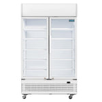 Armoire réfrigérée 2 portes vitrées à charnières avec caisson lumineux Polar