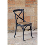 Chaises en bois patiné avec dossier croisé Bolero noires (lot de 2) — GG654