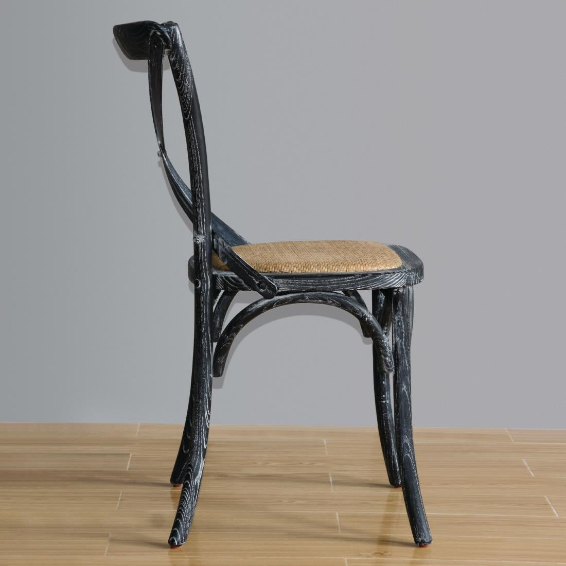 Chaises en bois patiné avec dossier croisé Bolero noires (lot de 2) — GG654