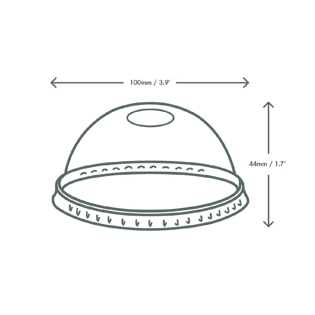 Couvercles dôme PLA compostables avec trou pour boissons fraîches Vegware 340ml et 454ml (lot de 1000) — GH016