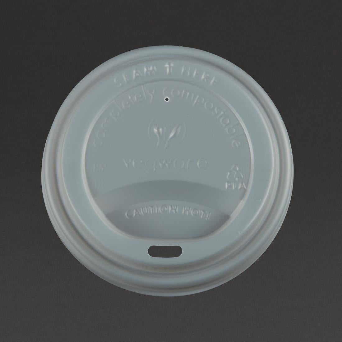 Couvercles compostables CPLA pour gobelets boissons chaudes Vegware 34 cl / 45,5 cl (lot de 1000) — GH023