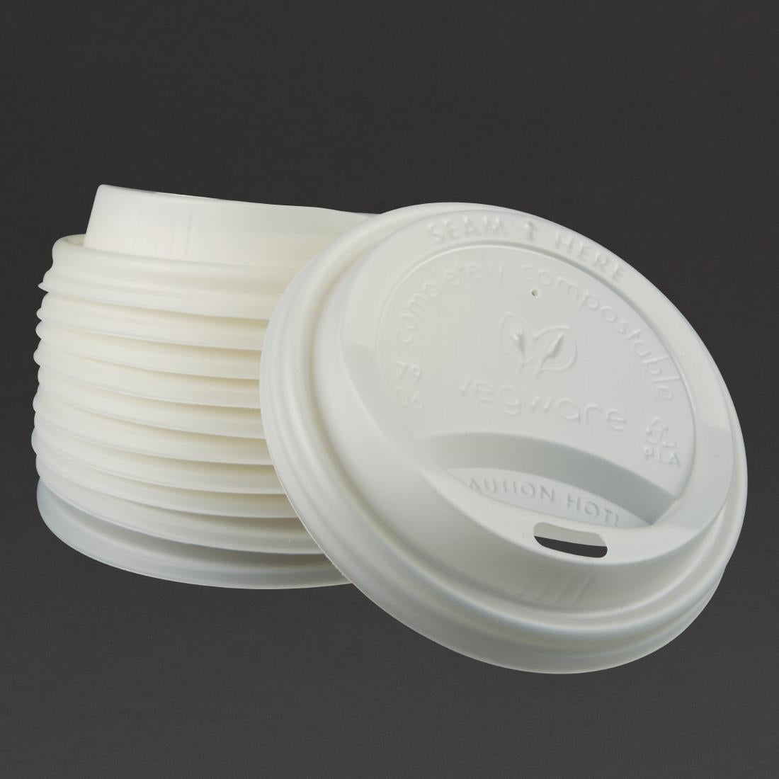 Couvercles CPLA pour gobelets boissons chaudes compostables Vegware 225ml (lot de 1000) — GH024
