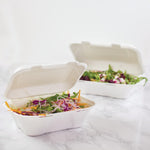 Boîtes repas en bagasse compostables avec couvercle à charnière Vegware 228mm (lot de 200) — GH026