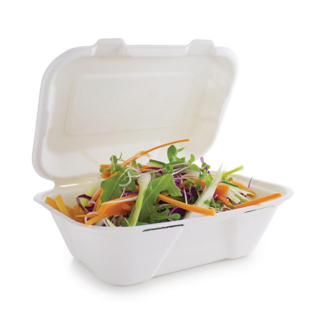 Boîtes repas en bagasse compostables avec couvercle à charnière Vegware 228mm (lot de 200) — GH026