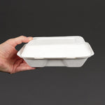 Boîtes repas en bagasse compostables avec couvercle à charnière Vegware 228mm (lot de 200) — GH026