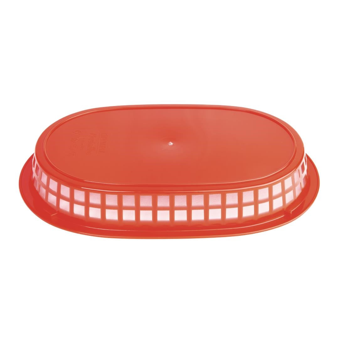 Panière alimentaire ovale en polypropylène Olympia rouge (lot de 6) — GH967