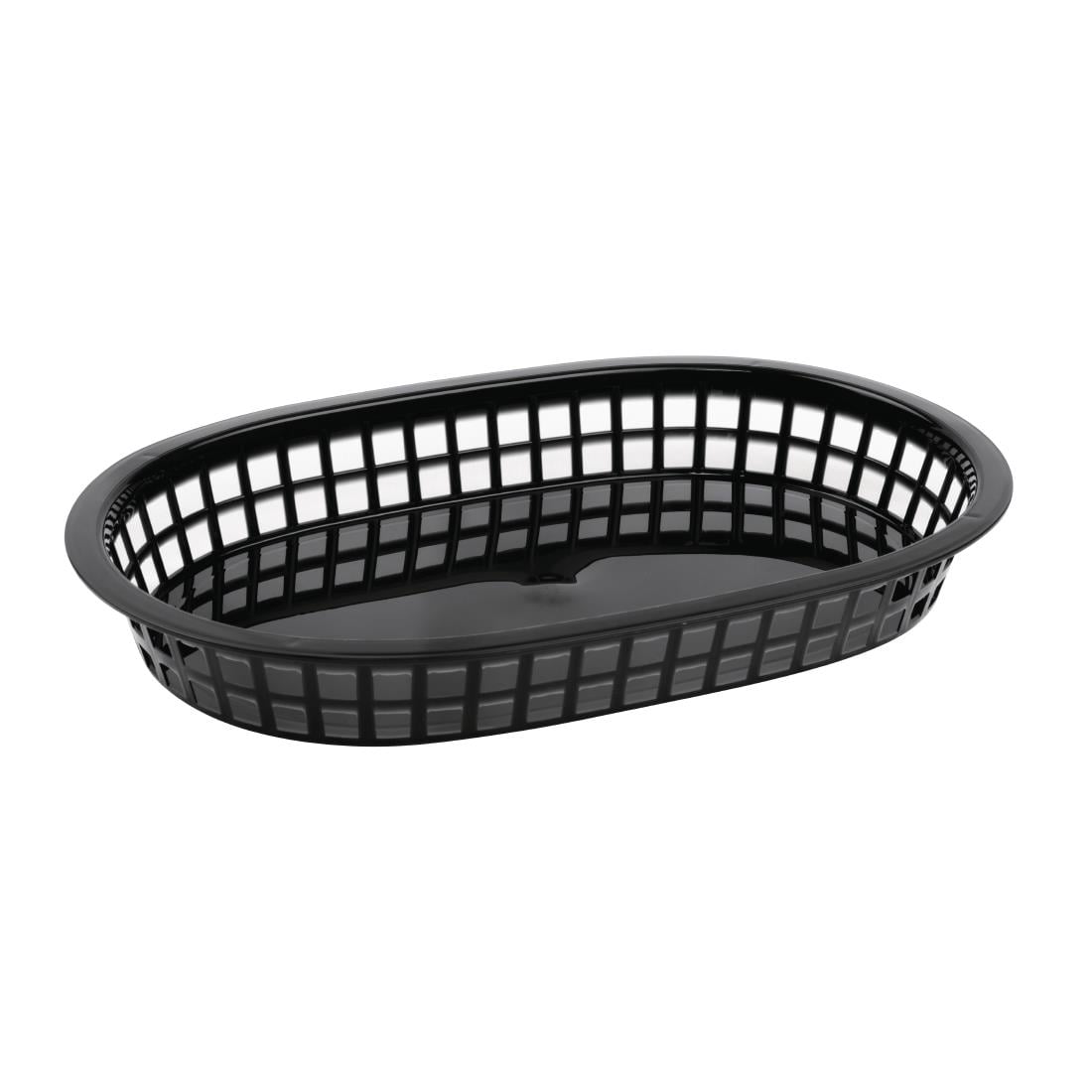 Panière alimentaire ovale en polypropylène Olympia noire (lot de 6) — GH969
