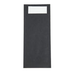 Pochettes à couverts noires avec serviette blanches Europochette (lot de 500) — CK236