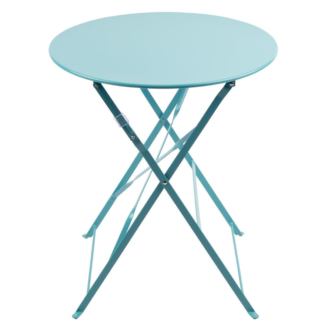 Table de terrasse ronde en acier Bolero bleu turquoise 595mm — GK983
