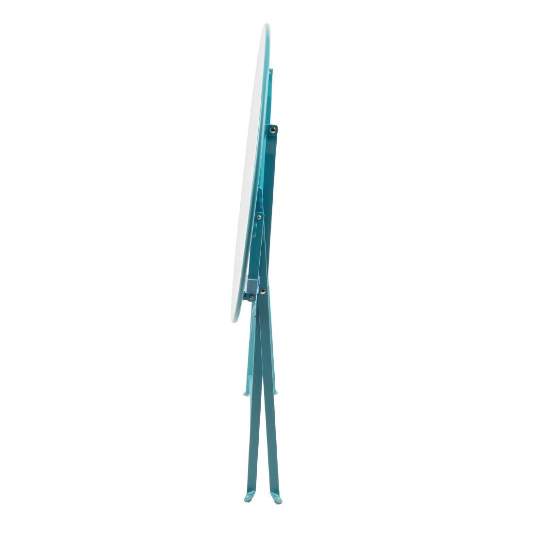 Table de terrasse ronde en acier Bolero bleu turquoise 595mm — GK983