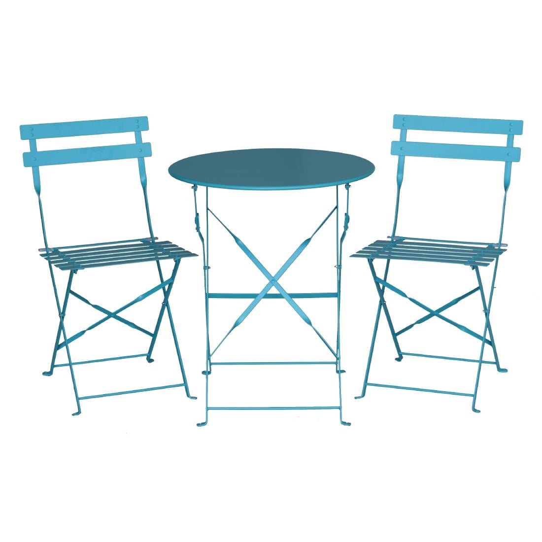 Table de terrasse ronde en acier Bolero bleu turquoise 595mm — GK983