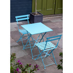 Table de terrasse carrée en acier Bolero bleu turquoise 600mm — GK985