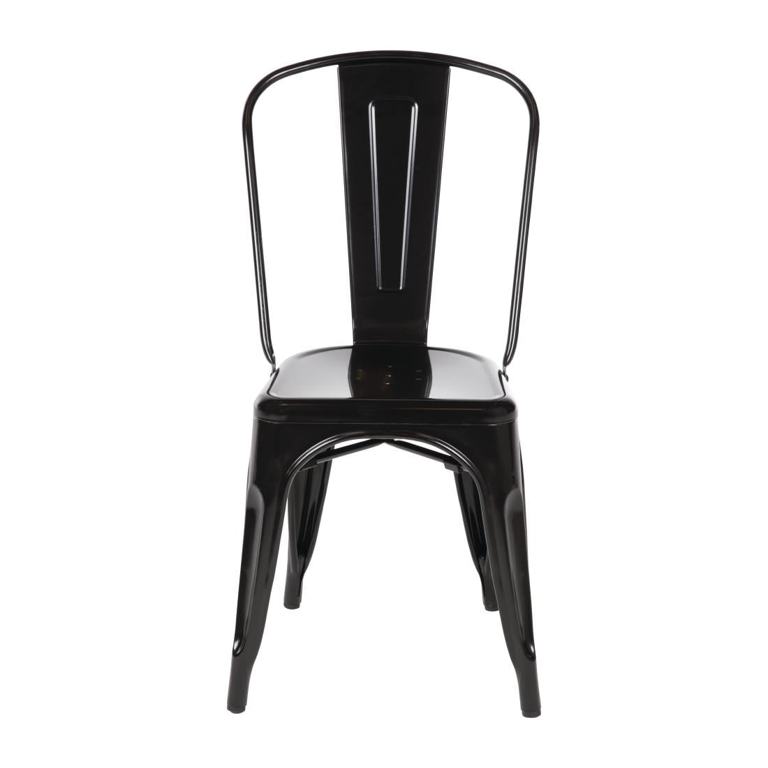 Chaises en acier noir Bolero Bistro (lot de 4) — GL331