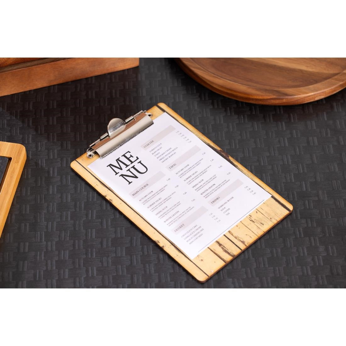 Plaque porte-menu effet bois clair Olympia A5 — GM301