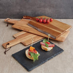 Grande planche en acacia bords ondulés Olympia 355x250x15mm manche 85mm — GM264