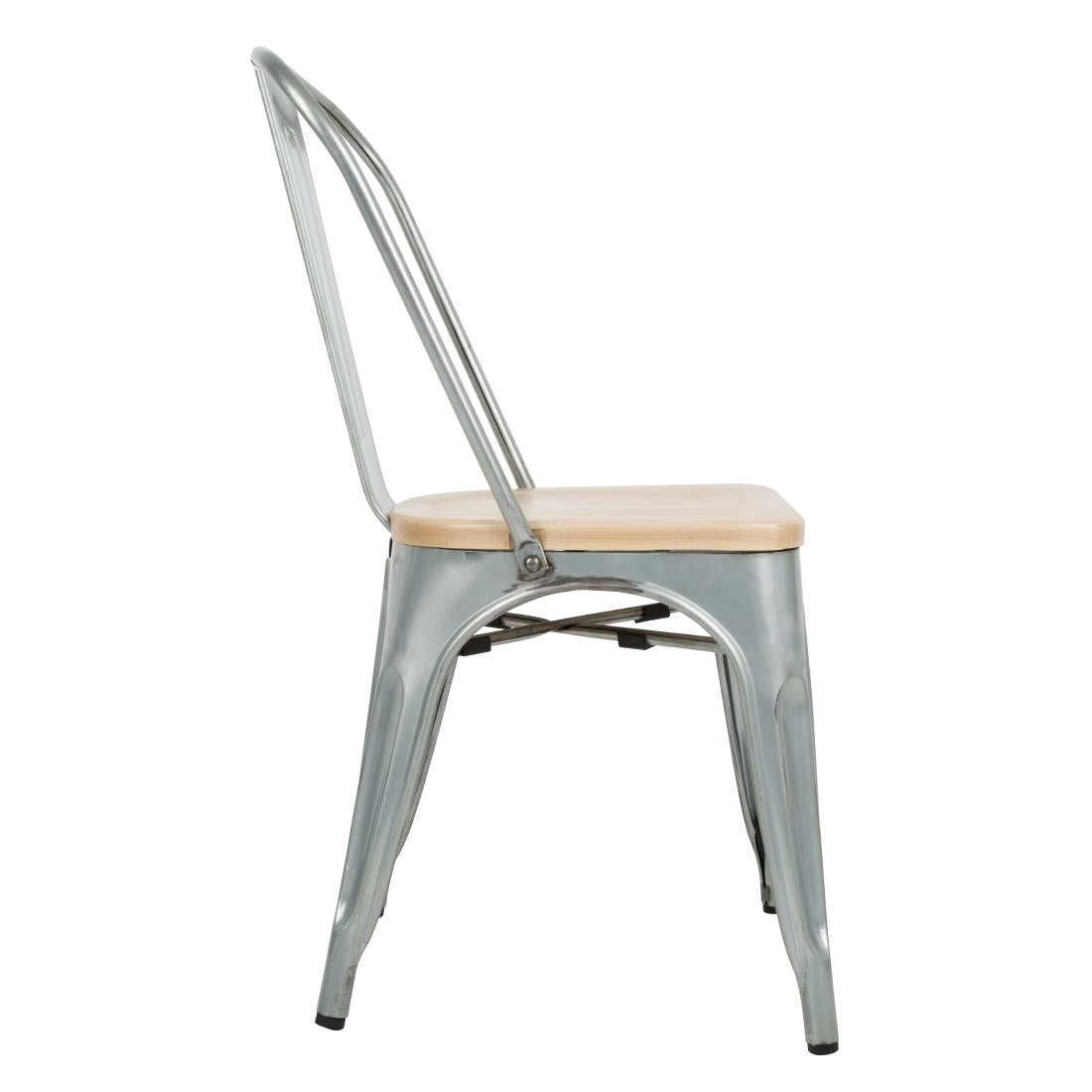 Chaises en acier avec assise en bois Bolero (lot de 4) — GM642