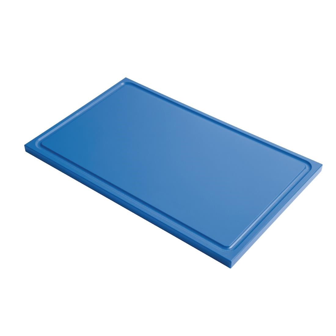 Planche à découper avec rigole GN1/1 en polyéthylène haute densité Gastro M bleue — GN336