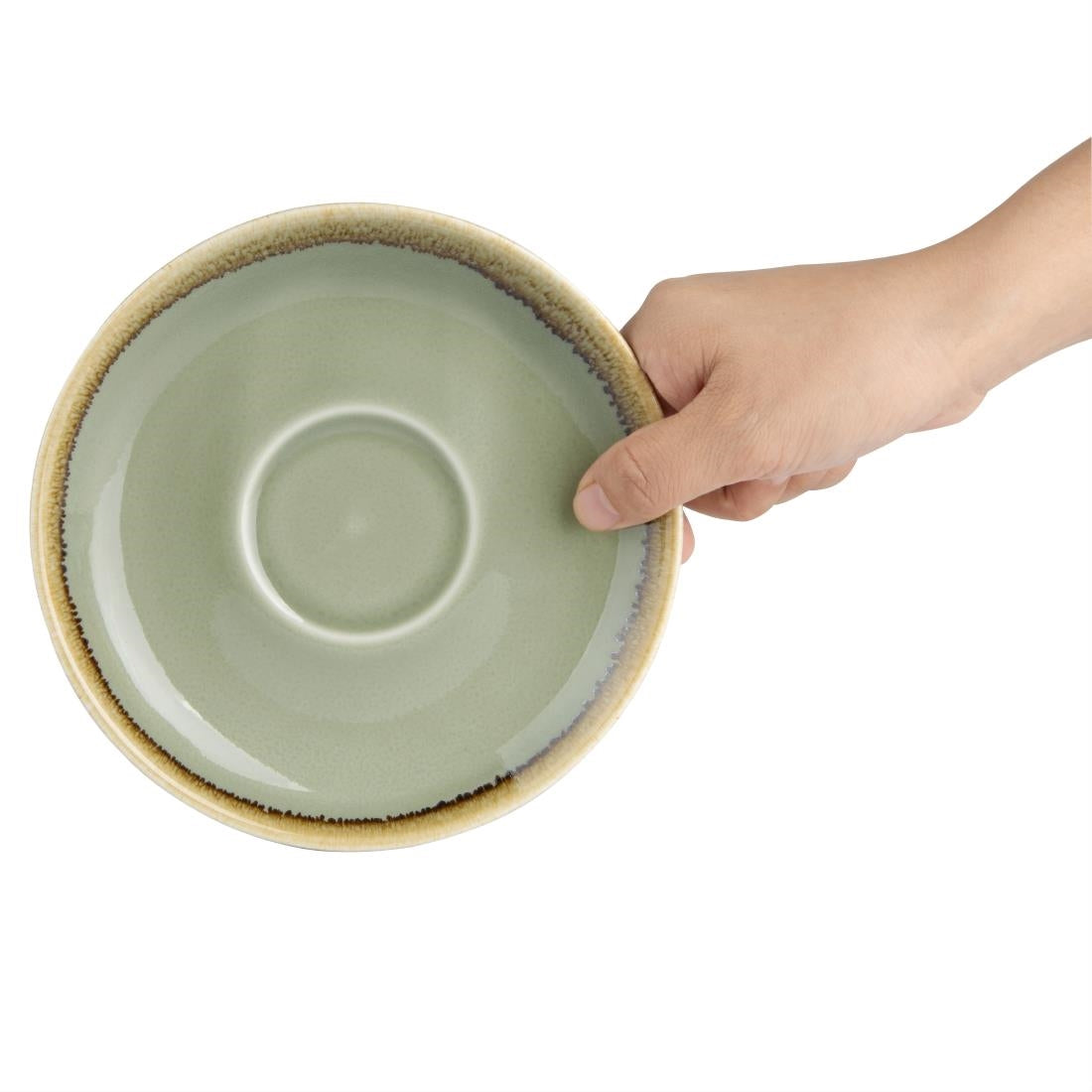 Soucoupe cappuccino Olympia Kiln couleur mousse 160mm (lot de 6) — GP481