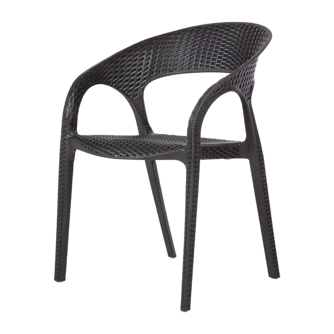 Fauteuils enveloppants en rotin PP Bolero noirs (lot de 4) — GR363