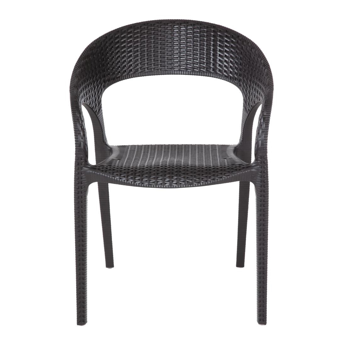 Fauteuils enveloppants en rotin PP Bolero noirs (lot de 4) — GR363