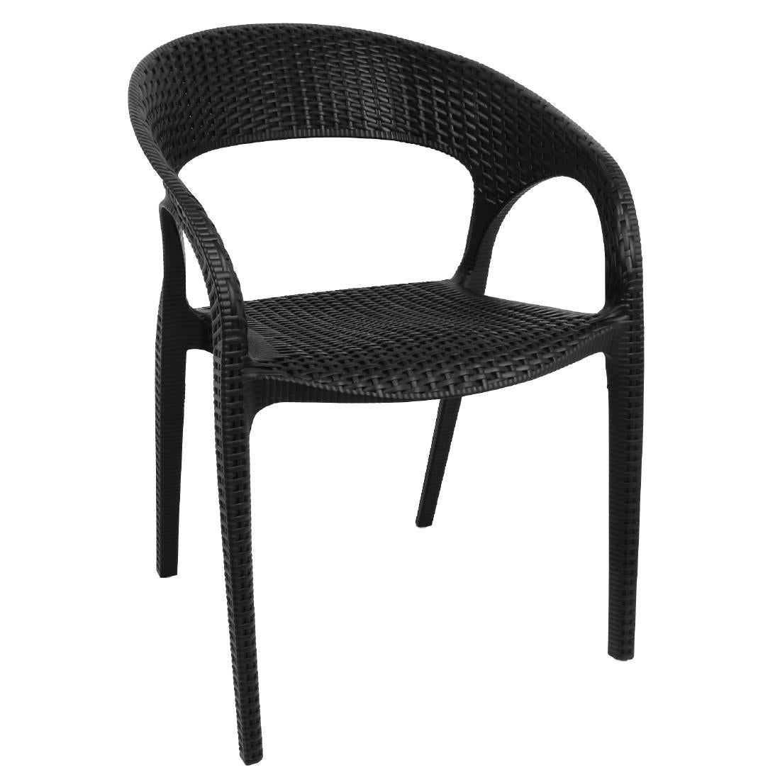 Fauteuils enveloppants en rotin PP Bolero noirs (lot de 4) — GR363