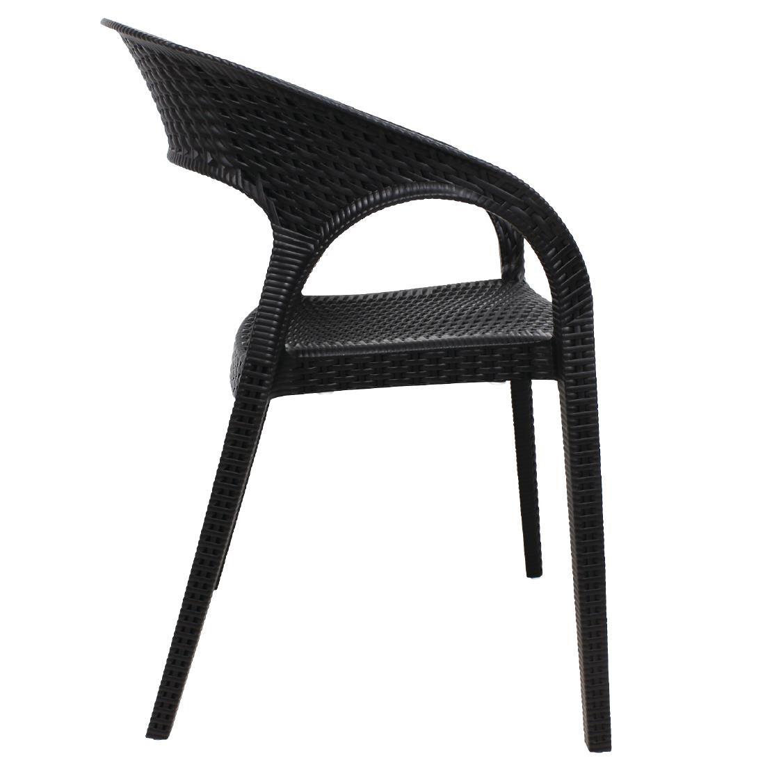 Fauteuils enveloppants en rotin PP Bolero noirs (lot de 4) — GR363