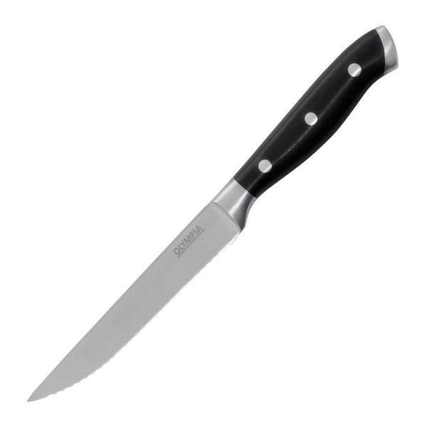 Couteaux à steak rivetés Olympia Premium avec manches en ABS noir (lot de 6)