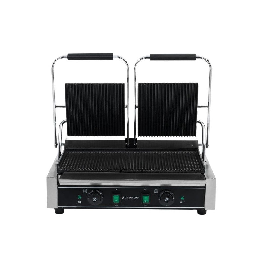 Grill contact - rainuré - plaque de gril double - 2 x 22 cm