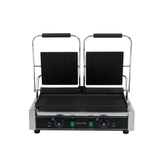 Grill contact - rainuré - plaque de gril double - 2 x 22 cm